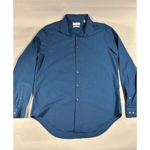 Calvin Klein Dress Shirt Men's L  34/35  Blue micro dot Office Business Formal